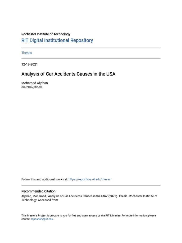 Car Accident Causes Analysis in the USA | PDF | Traffic Collision ...