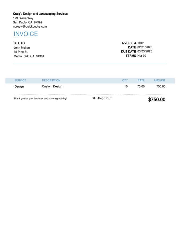 Invoice #1042 for Design Services | PDF