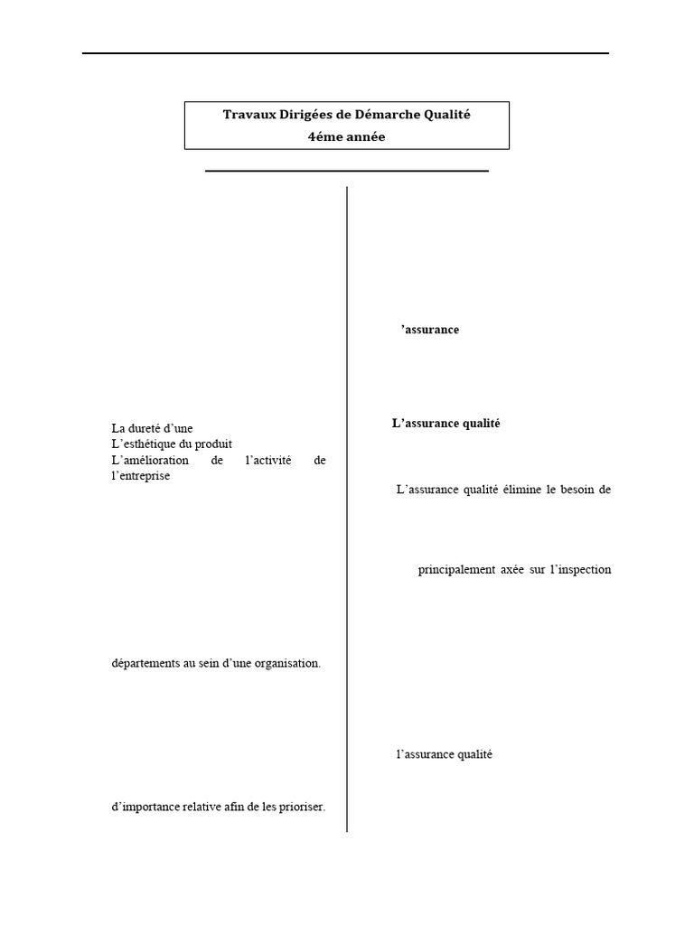 Démarche Qualité : Cours et TD ENSAM 4e année | PDF | Management de la ...