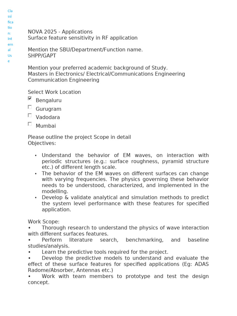 NOVA 2025 - SHPP GAPT - Surface Feature Sensitivity in RF Applications ...