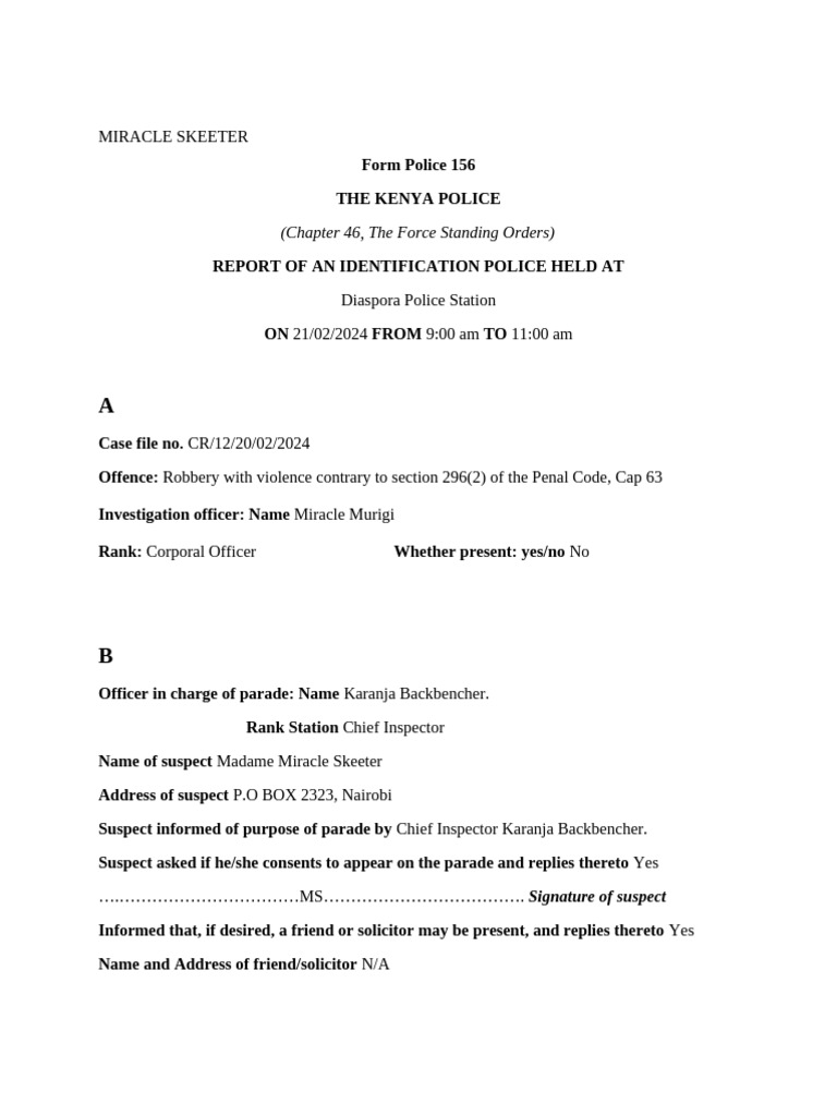 FIRM F FORM P.156 | PDF | Inspector | Criminal Law