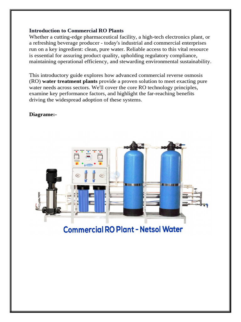 Overview of Commercial RO Plants | PDF | Membrane | Water Purification