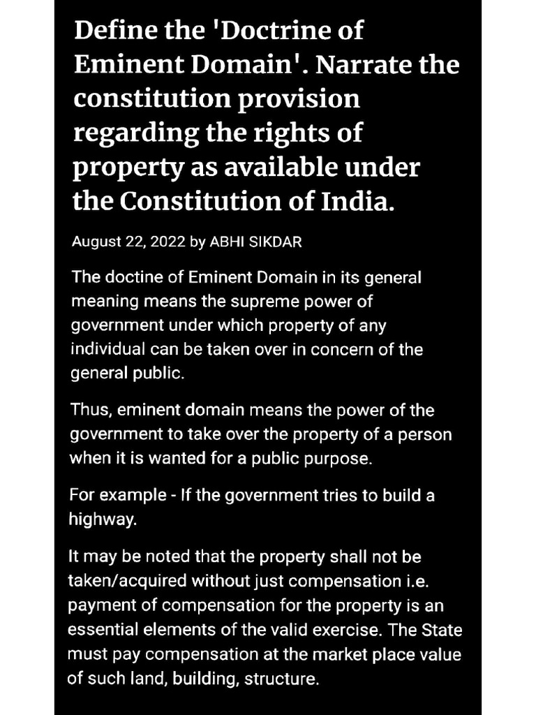 Doctrine of Eminent Domain | PDF