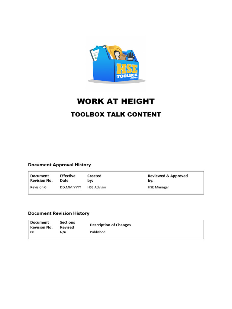 Work at Height Toolbox Talk Guide | PDF