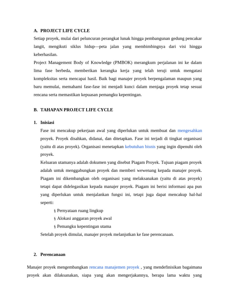 Manajemen Siklus Hidup Proyek TI | PDF