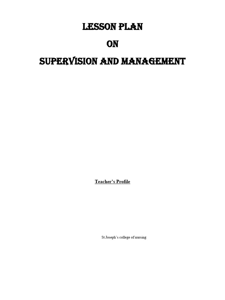 Supervision and Managemnt 1 | PDF | Leadership | Health Care
