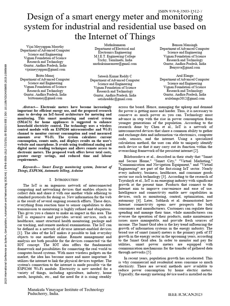 Design of A Smart Energy Meter and Monitoring System For Industrial and ...