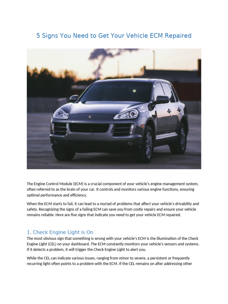 5 Signs of Failing Vehicle ECM | PDF | Engines | Mechanical Engineering