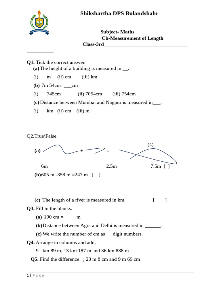 Measurement Concepts for Class 3 | PDF
