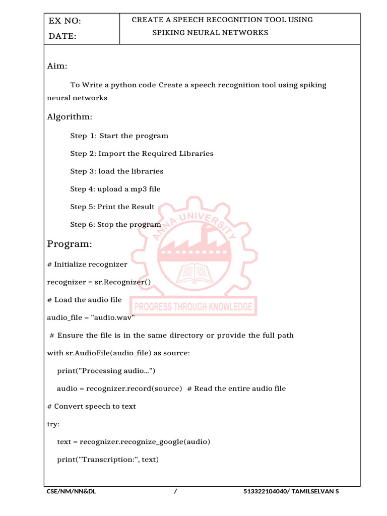 Program:: Ex No: Date: Aim | PDF