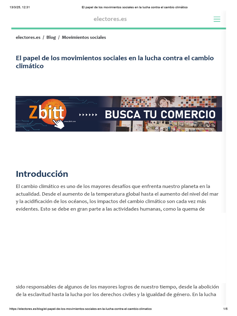 El Papel de Los Movimientos Sociales en La Lucha Contra El Cambio ...