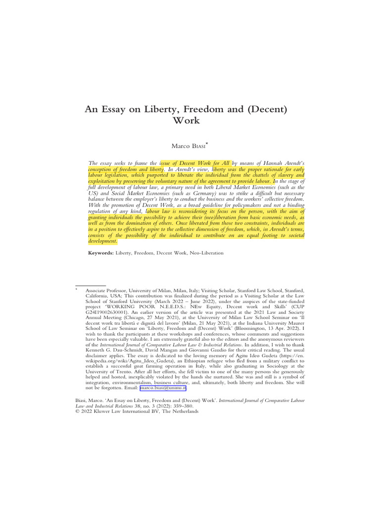MB Freedom Liberty and Decent Work 2022 | PDF | Liberty | Employment