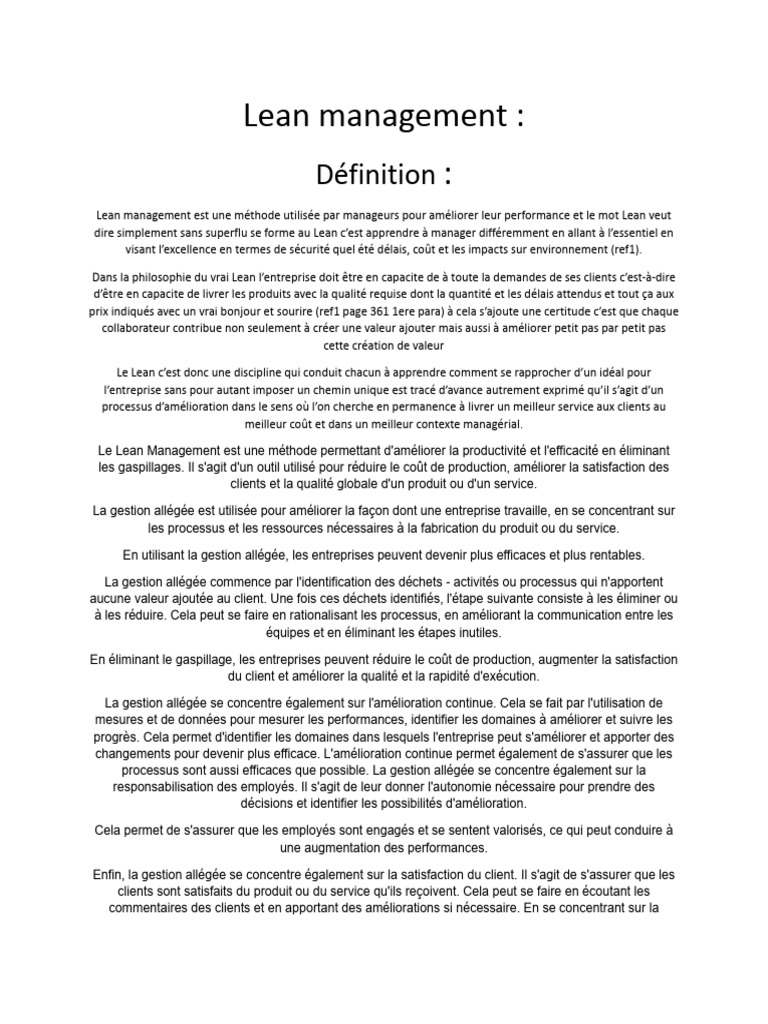 Introduction au Lean Management | PDF | Lean (production) | Secteur ...