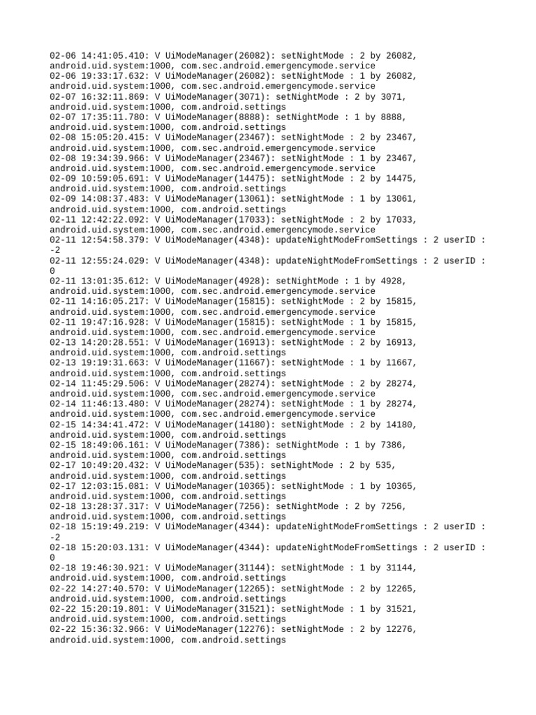 Android Night Mode Logs Analysis | PDF