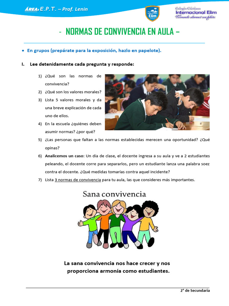 Normas de Convivencia en el Aula | PDF