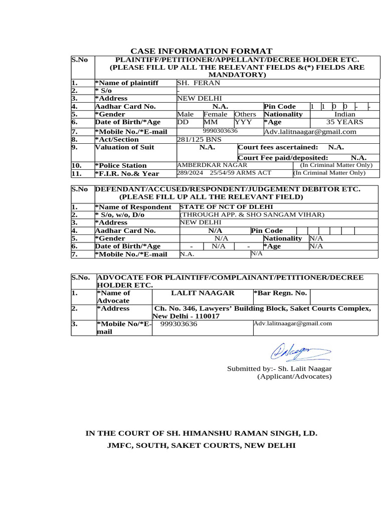 Application to Cancel Non-Bailable Warrant | PDF | Criminal Law ...