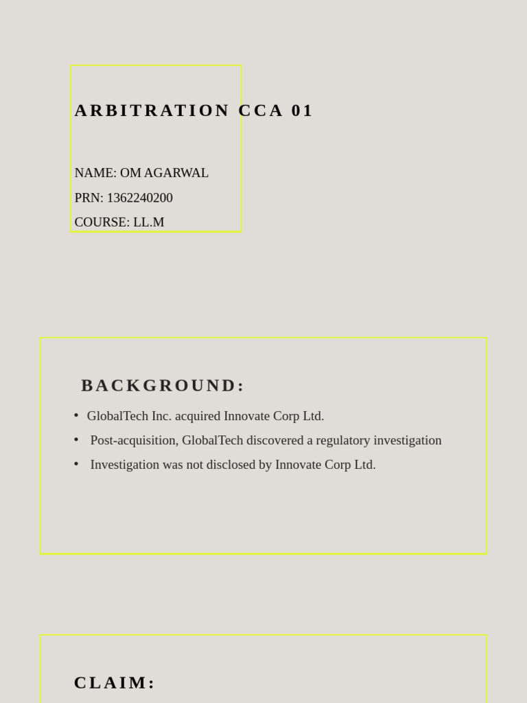 Arbitration CCA 01 | PDF