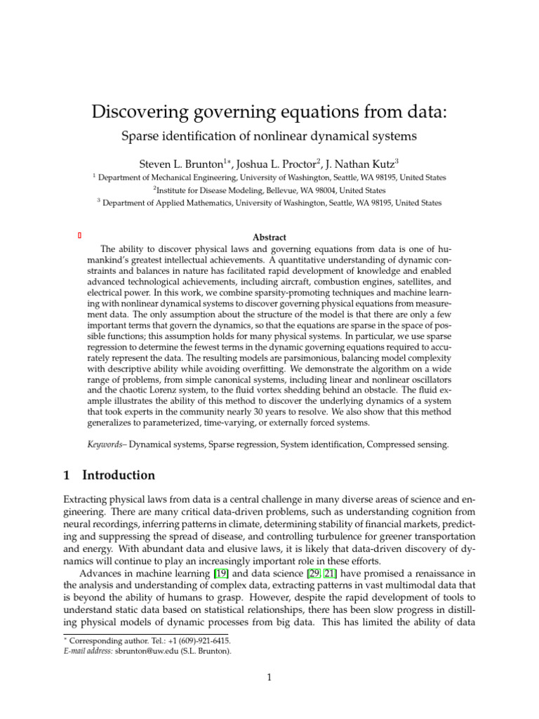 Sparse Identification of Dynamics | PDF | Regression Analysis ...
