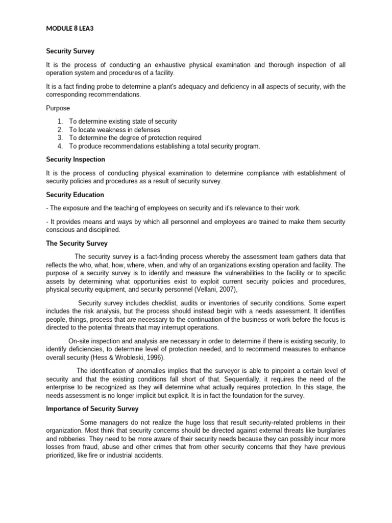 Security Survey and Inspection Process | PDF | Securities | Risk