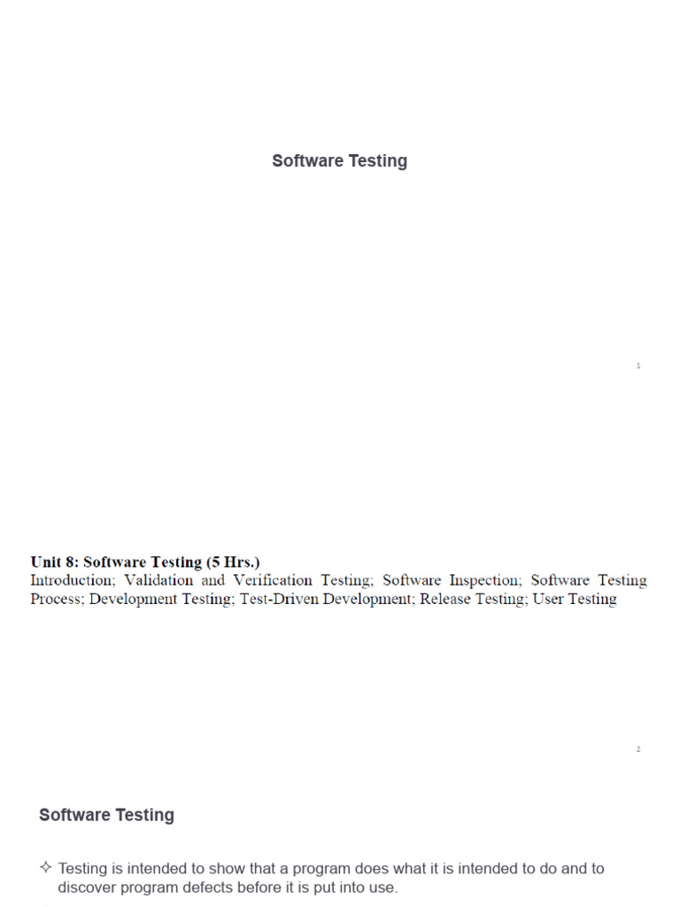 Unit 8 - Software Testing | PDF | Software Testing | Unit Testing