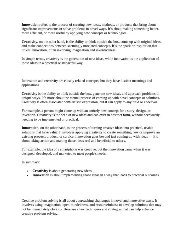 Understanding Innovation and Creativity | PDF | Creativity | Innovation