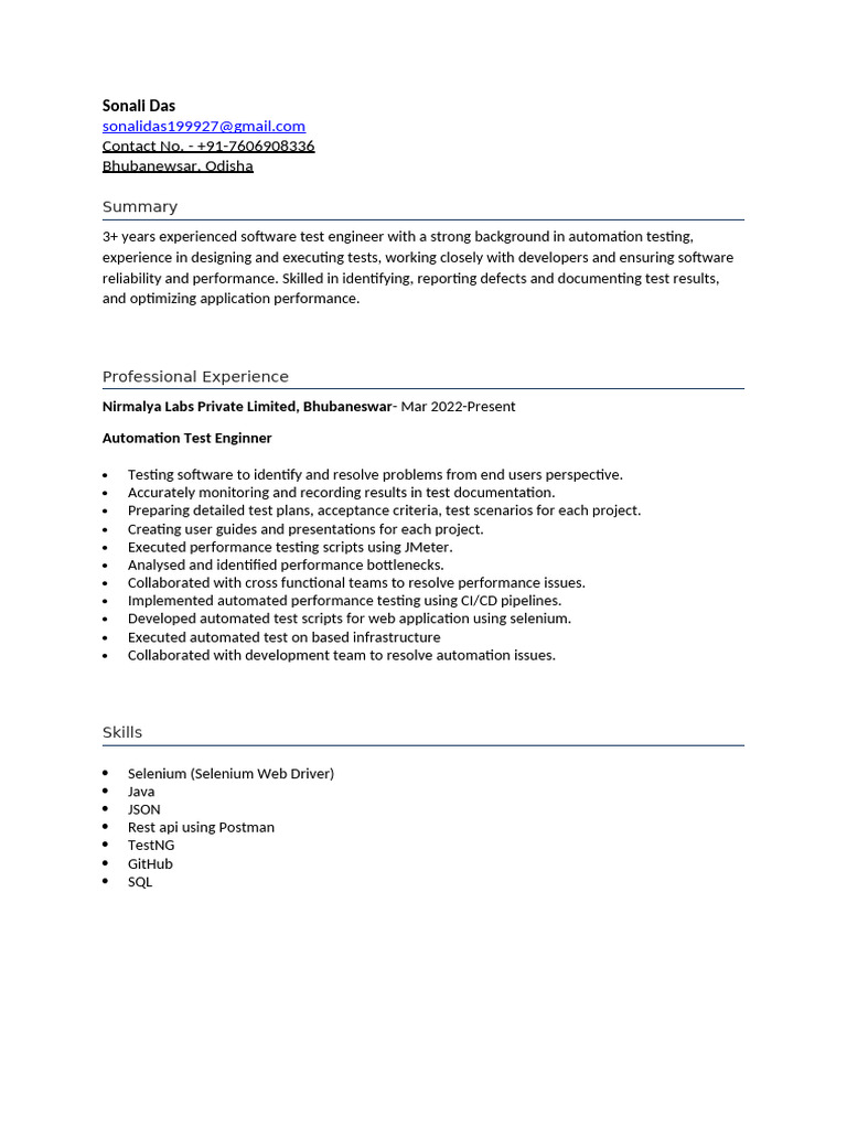 Software Test Engineer Profile | PDF
