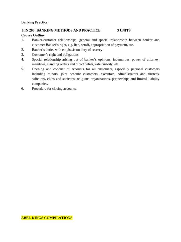 Banking Methods and Practices Overview | PDF | Negotiable Instrument ...