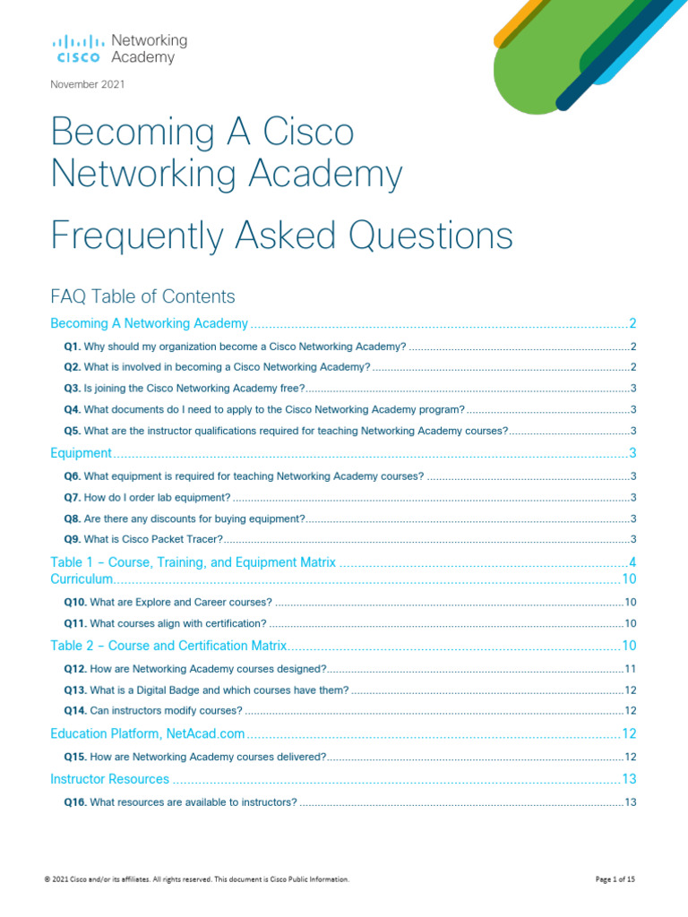 Cisco Networking Academy FAQ Guide | PDF | Cisco Certifications ...