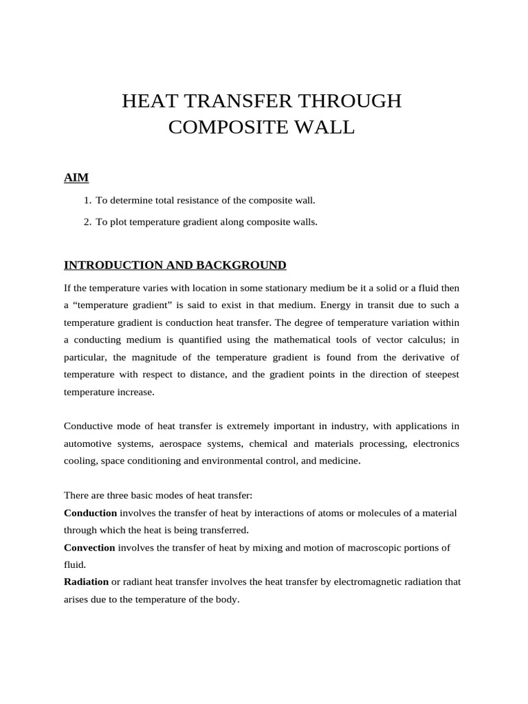 Heat Transfer in Composite Wall Apparatus | PDF | Thermal Conduction ...
