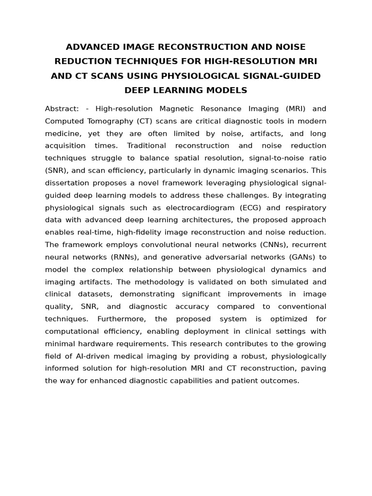 Deep Learning for MRI/CT Noise Reduction | PDF | Medical Imaging ...