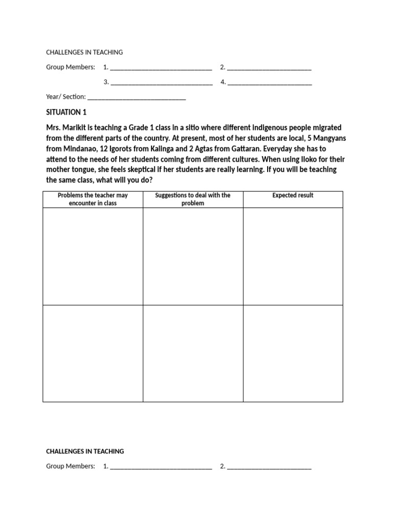 Challenges in Teaching Activity | PDF | Teachers | Learning