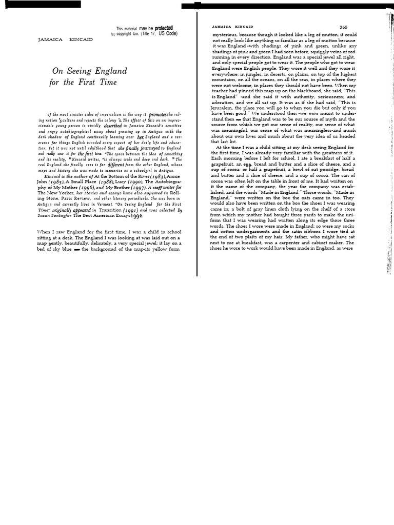 On Seeing England - J. Kincaid | PDF