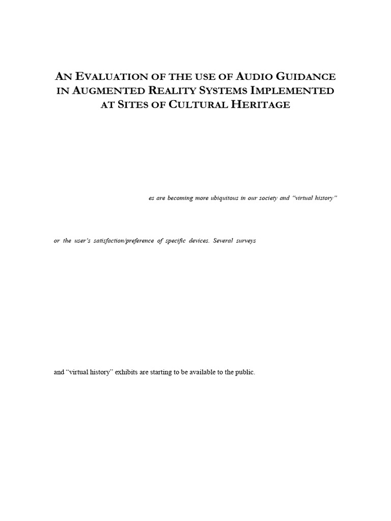An Evaluation of The Use of Audio Guidance in Augmented Reality Systems ...