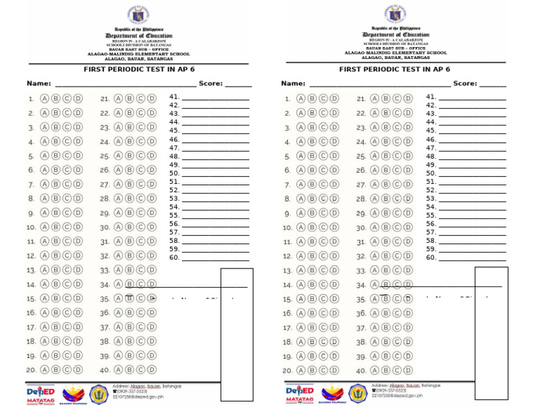 AP 6 First Periodic Test Template | PDF
