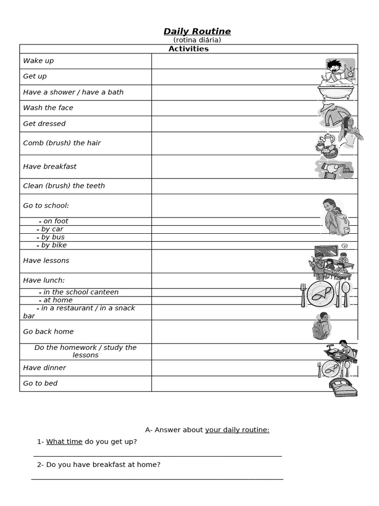 Daily Routine Activities and Questions | PDF | Lunch