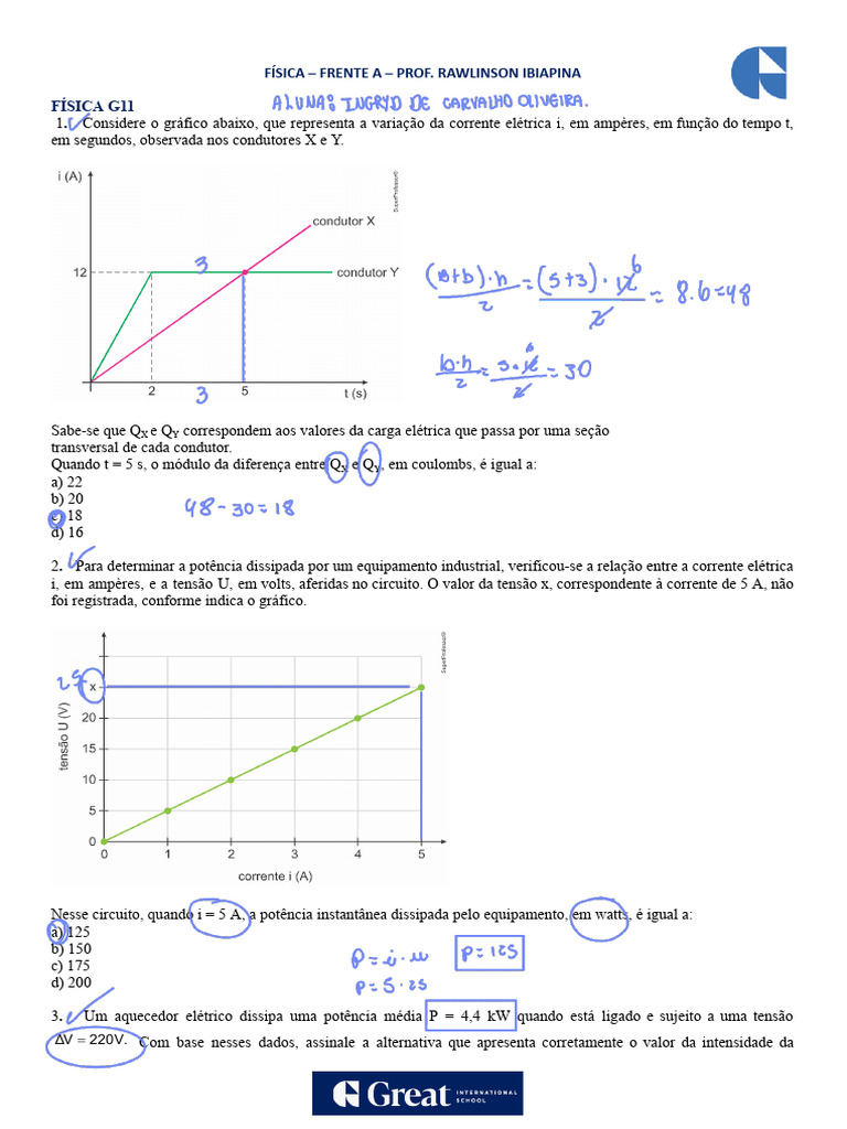 Pi1 Fisica A - 250227 - 203151 | PDF | Eletricidade | Energia elétrica