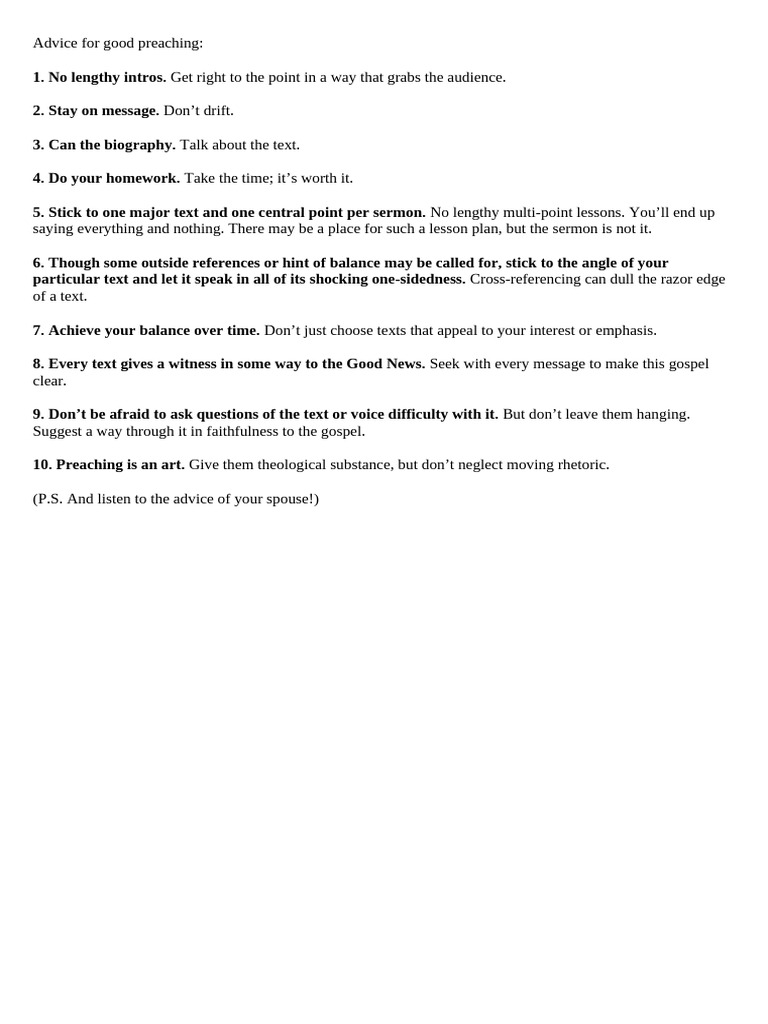Effective Preaching Tips for Sermons | PDF