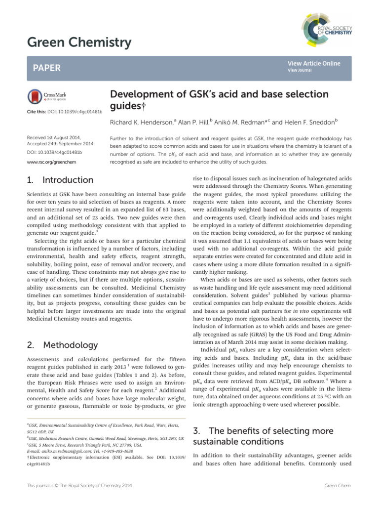 GSK Acid and Base Selection Guides | PDF | Acid Dissociation Constant ...