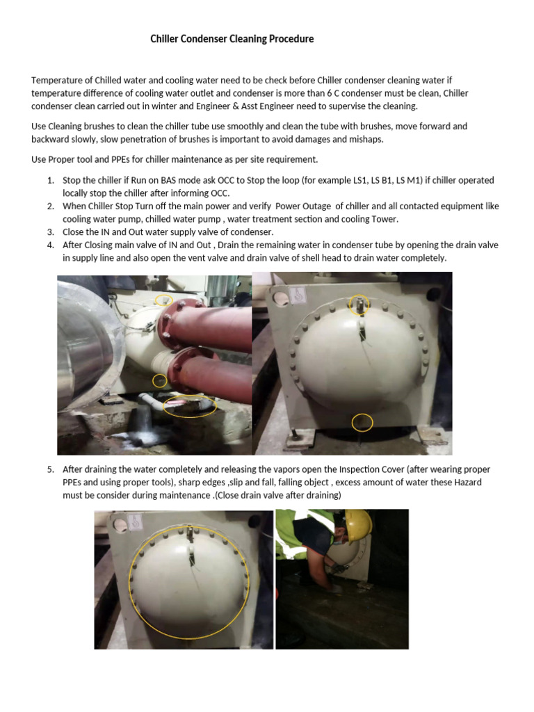 Chiller Condenser Cleaning Guidelines | PDF | Valve | Water