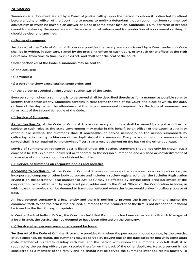 Understanding Court Summons Procedures | PDF | Bail | Arrest Warrant