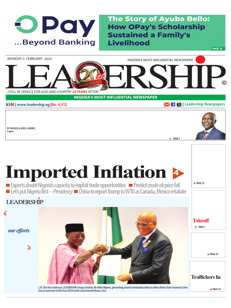 Leadership EPaper 3rd February 2025 | PDF | Tariff | Nigeria