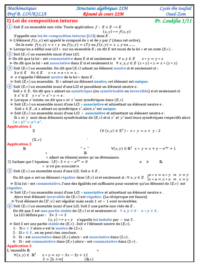 Structures algébriques en mathématiques | PDF | Corps commutatif ...