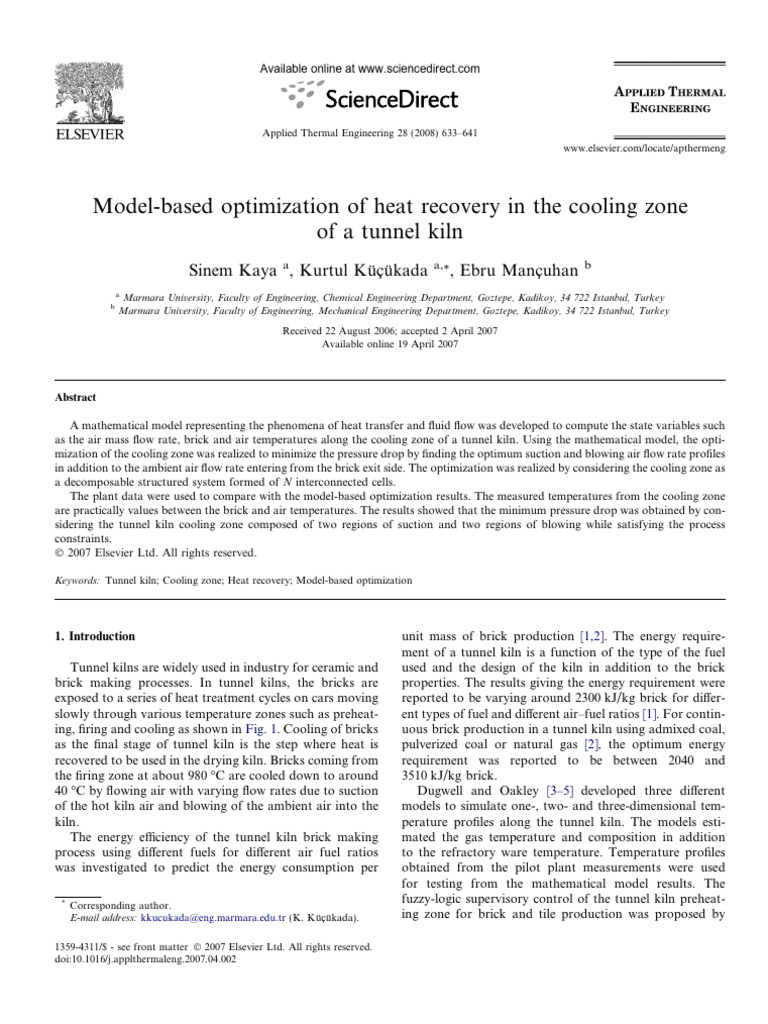 Optimizing Heat Recovery in Tunnel Kilns | PDF | Heat Transfer | Heat