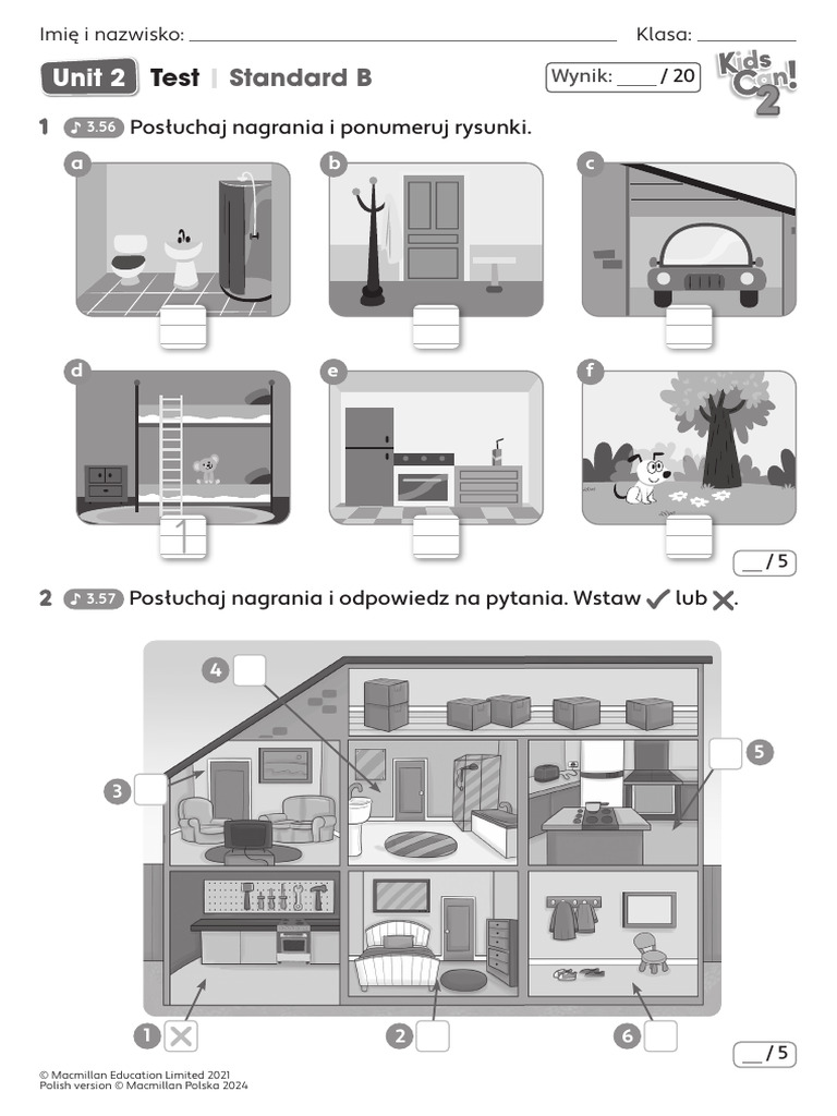 Kids Can 2 - Test - Unit 2 - Standard B | PDF
