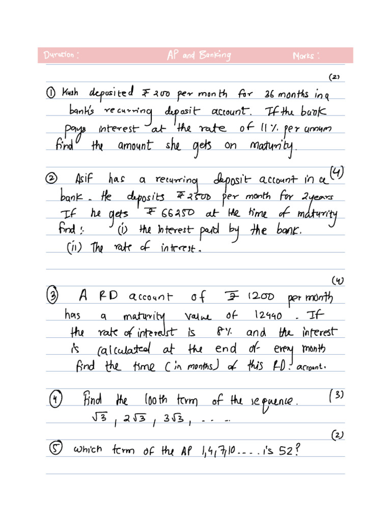 Recurring Deposit and AP Calculations | PDF | Interest | Debt