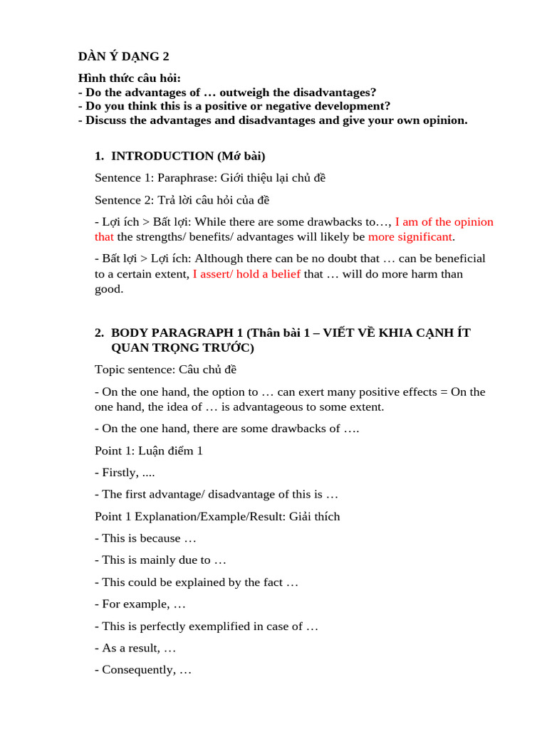 Advantages and Disadvantages Essay Guide | PDF