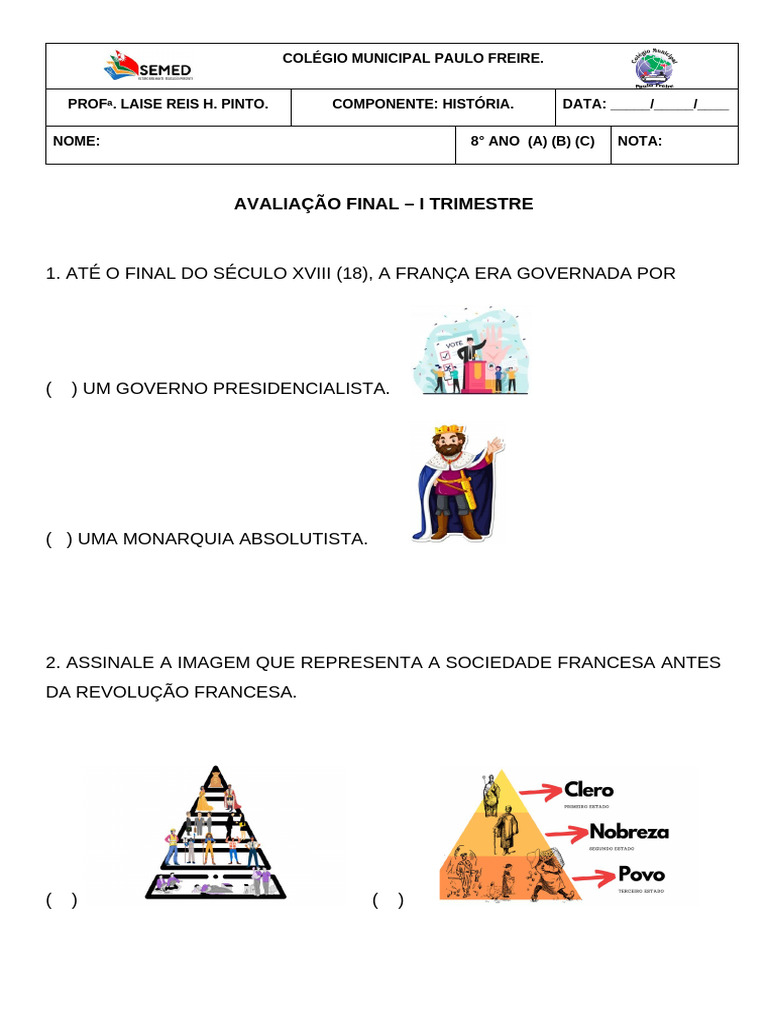 Atividades Adaptadas: Revolução Francesa | PDF