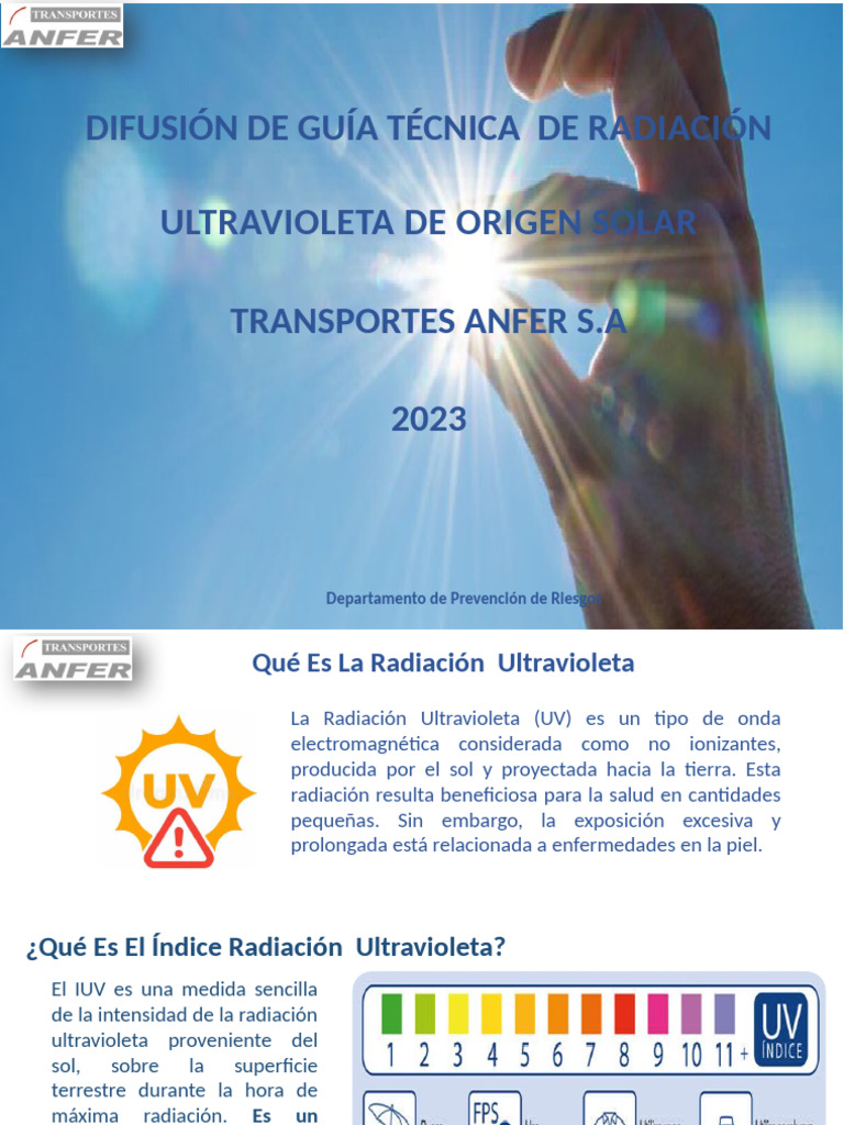 PPTT Exposición Ocupacional A Ruv Personal Anfer | PDF | Ultravioleta ...