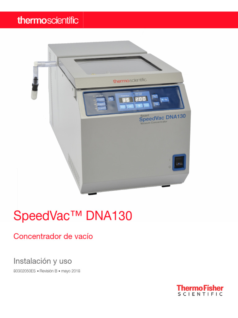 Guía de instalación SpeedVac™ DNA130 | PDF | Solvente | Evaporación