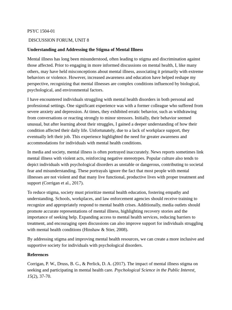 Combatting Mental Illness Stigma | PDF | Mental Disorder | Mental Health